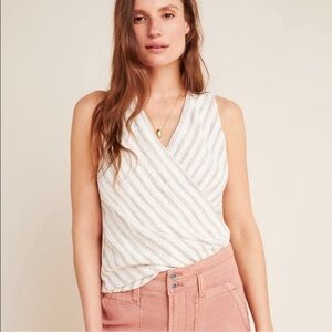 Maeve | Anthropologie | Surplice Striped Lightweight Sleeveless Top Size LP 🆕